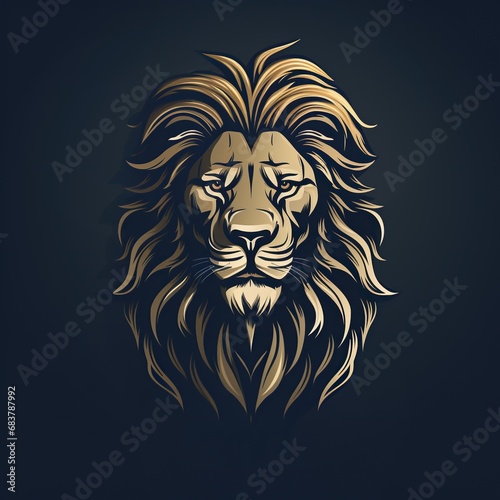 logo tattoo with a lion head on black background