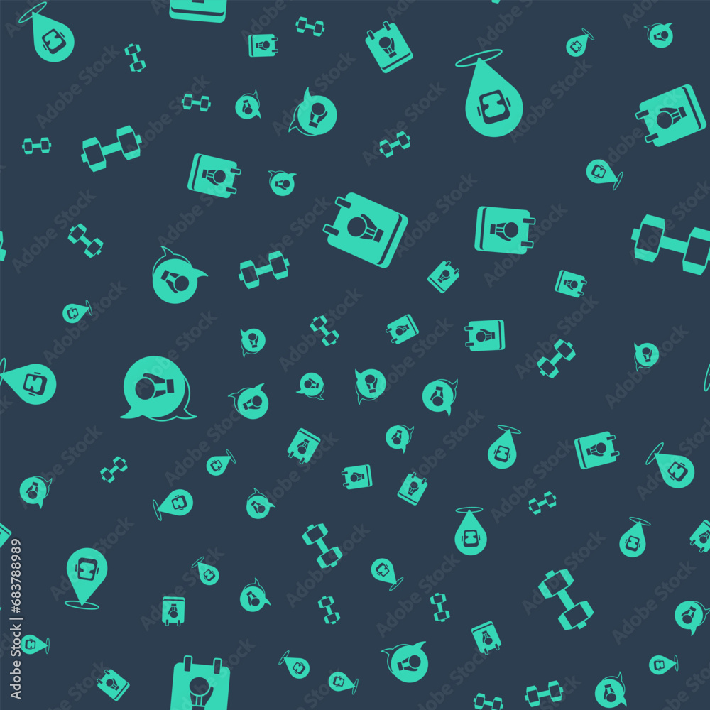 Set Boxing glove, helmet, and Dumbbell on seamless pattern. Vector Set Boxing glove, helmet, and Dumbbell on seamless pattern. Vector