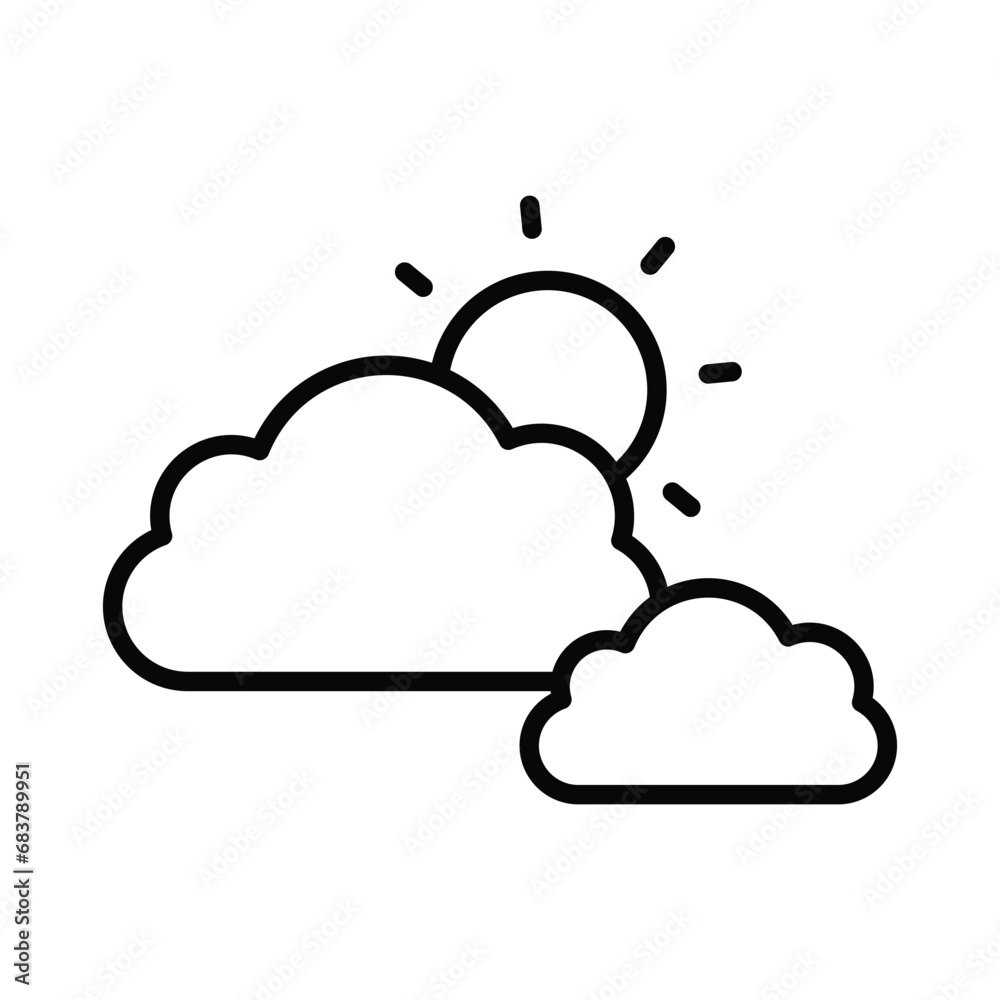 Partly Sunny icon isolate white background vector stock illustration
