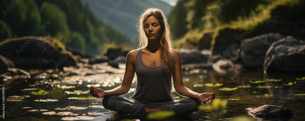 practicing yoga and mindfulness exercises until reaching nirvana
