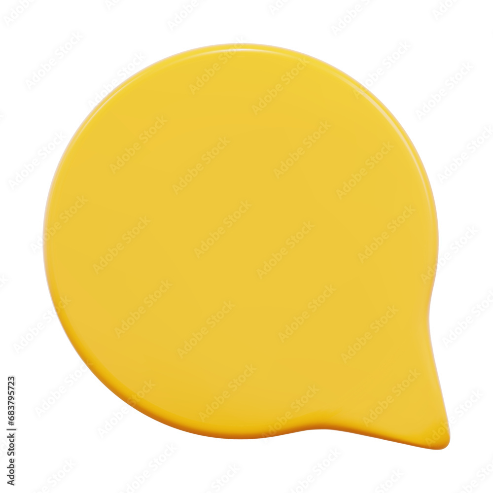 3d yellow thinking bubble shape.  Speech bubble icon. Stock vector illustration on isolated background.