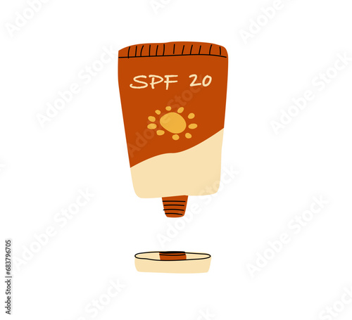 sunscreen cream spf20 in tube - cartoon vector photo