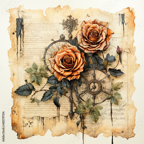 Vintage Rose Pattern Background