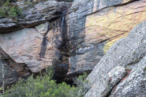 Chorla Falls at karst landscape of Castroviejo in Soria province, Spain photo