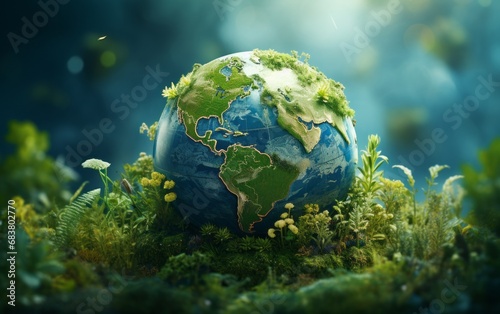Planet Earth nestled in nature  symbolizing environmental care