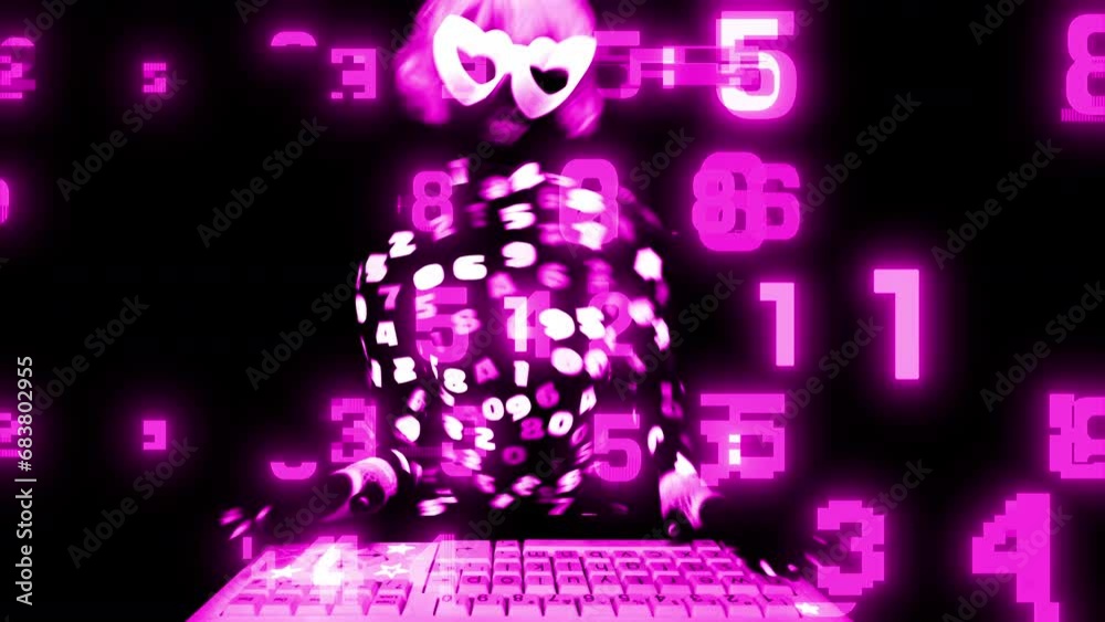 glow woman on computer glow woman on computer