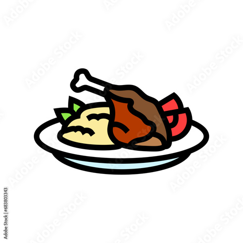 duck confit french cuisine color icon vector. duck confit french cuisine sign. isolated symbol illustration