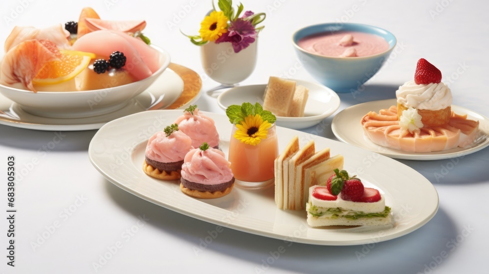 Brunch menu and dessert, delicious sweet dish Brunch menu and dessert, delicious sweet dish
