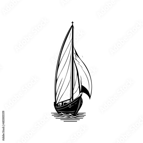 Fotografia Ship Icon hand draw black colour vacation logo symbol perfect.