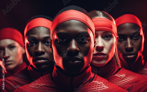 Multi sports team wearing red