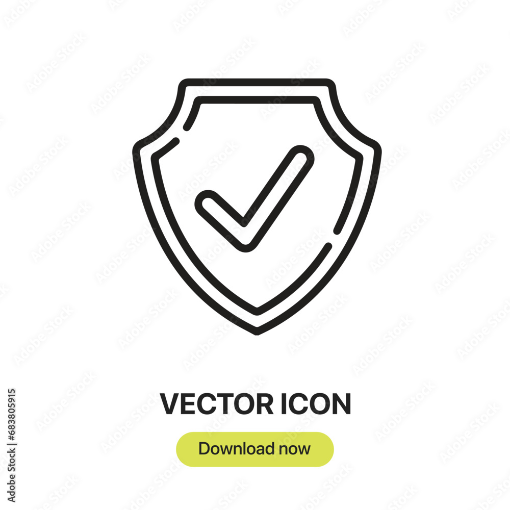 Shield icon vector. Linear-style sign for mobile concept and web design. Shield symbol illustration. Pixel vector graphics - Vector.	
