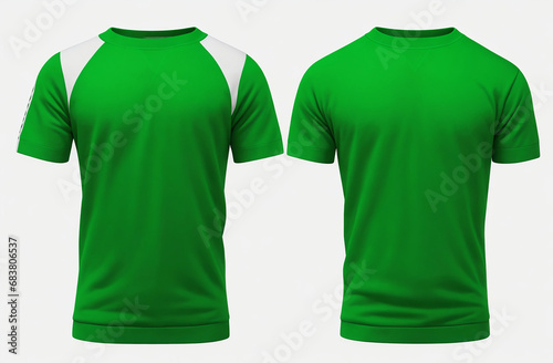 Green front and back view tee sweatshirt sweater short sleeve on white background