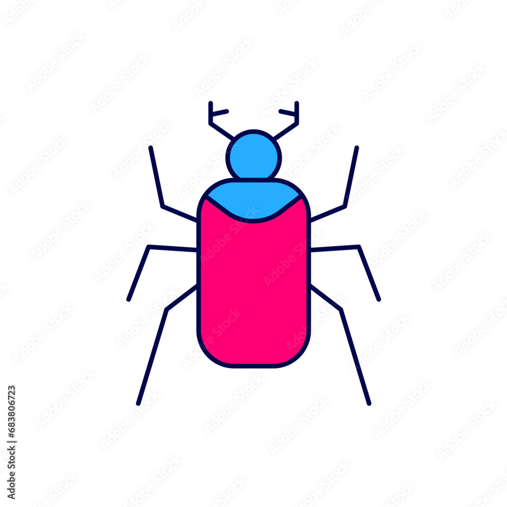Filled outline Beetle bug icon isolated on white background. Vector