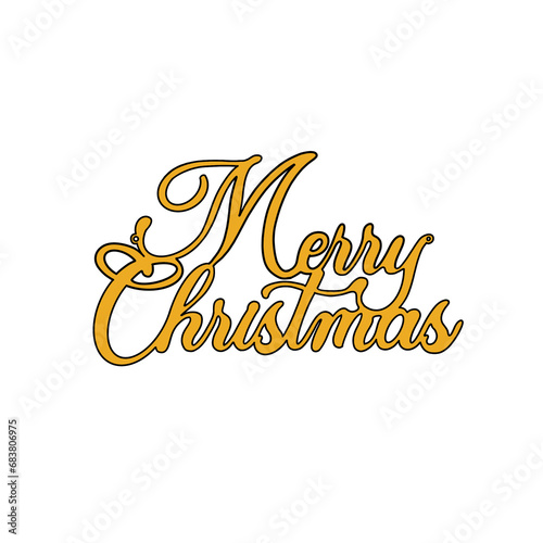 Color Merry Christmas front festival decoration, Hand draw