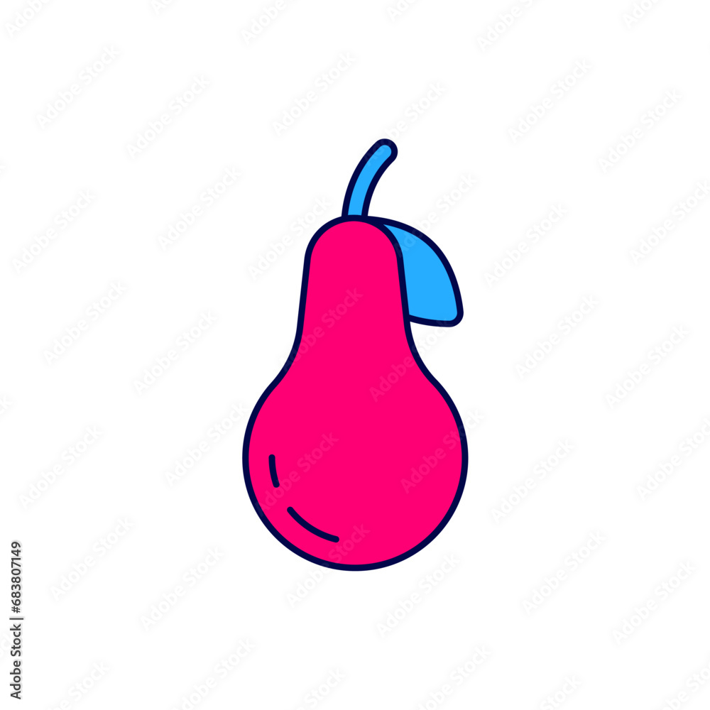 Filled outline Pear icon isolated on white background. Fruit with leaf symbol. Vector Filled outline Pear icon isolated on white background. Fruit with leaf symbol. Vector