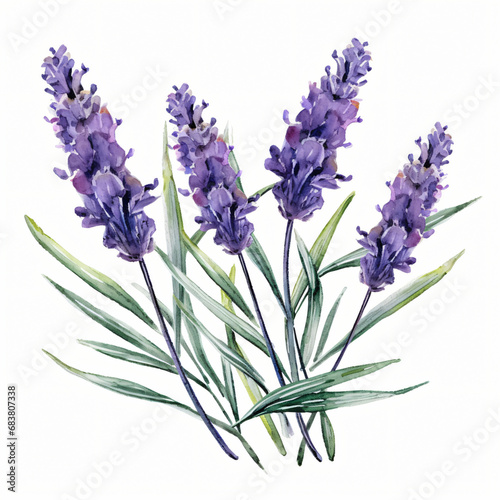 Watercolor Lavender Clipart isolated on white background