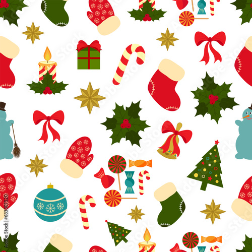 Seamless pattern of Christmas and New year