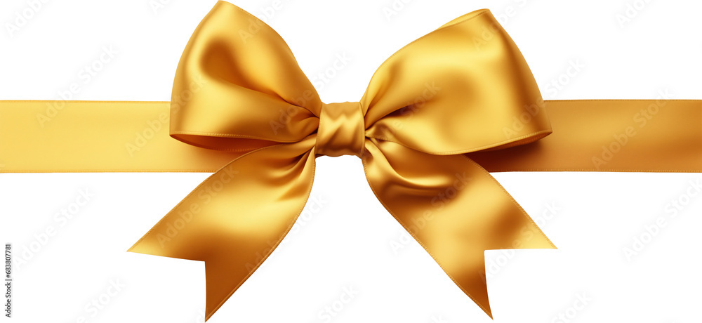 Golden silk fabric bow on a transparent background Golden silk fabric bow on a transparent background
