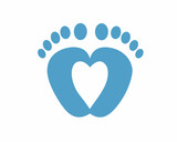 Heart baby footprints baby decor new born sign icon it's a girl, boy vector illustration