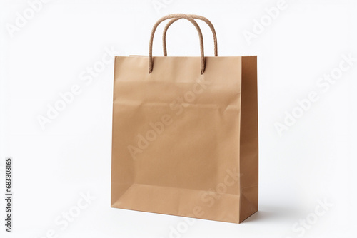 Paper eco bag on an insulated white background