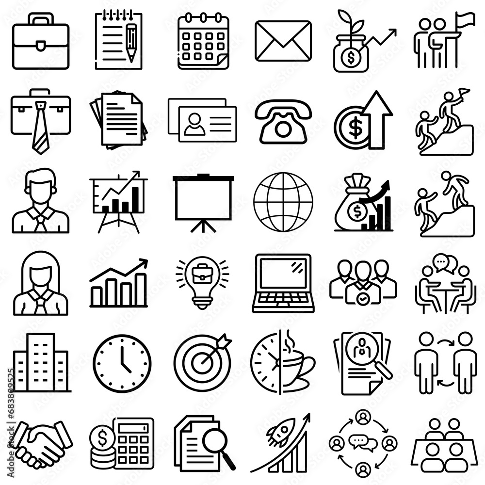 Fototapeta premium Business line icon set | Outline icons collection | Simple icon illustration