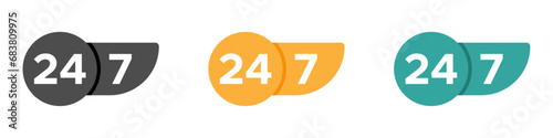 Trendy Twenty four seven call center support graphic vector icons set