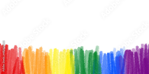 Colorful rainbow paint strokes with color pencils brush texture. Abstract blurred background with copy space. Hand drawn blurred background art.