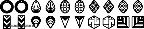 Set geometry earrings laser cut file, bundle