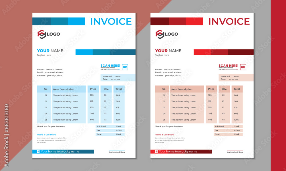 invoice vector template design. modern invoice template design. invoice vector template design. modern invoice template design.