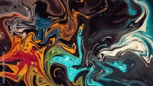 4K Liquid Gradient Abstract Background with noise. Abstract Liquid paint effect blurred gradient overflow waves grainy background texture. Colorful digital Grain Texture overlay.