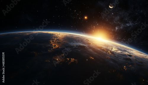Vue satellite de la terre  vue de l espace. Univers    toiles  lune  cosmos  plan  te Pour conception et cr  ation graphique
