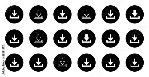 Download button icon vector set collection. Down arrow sign symbol