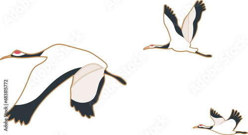 Flying crane bird icon. © woocat