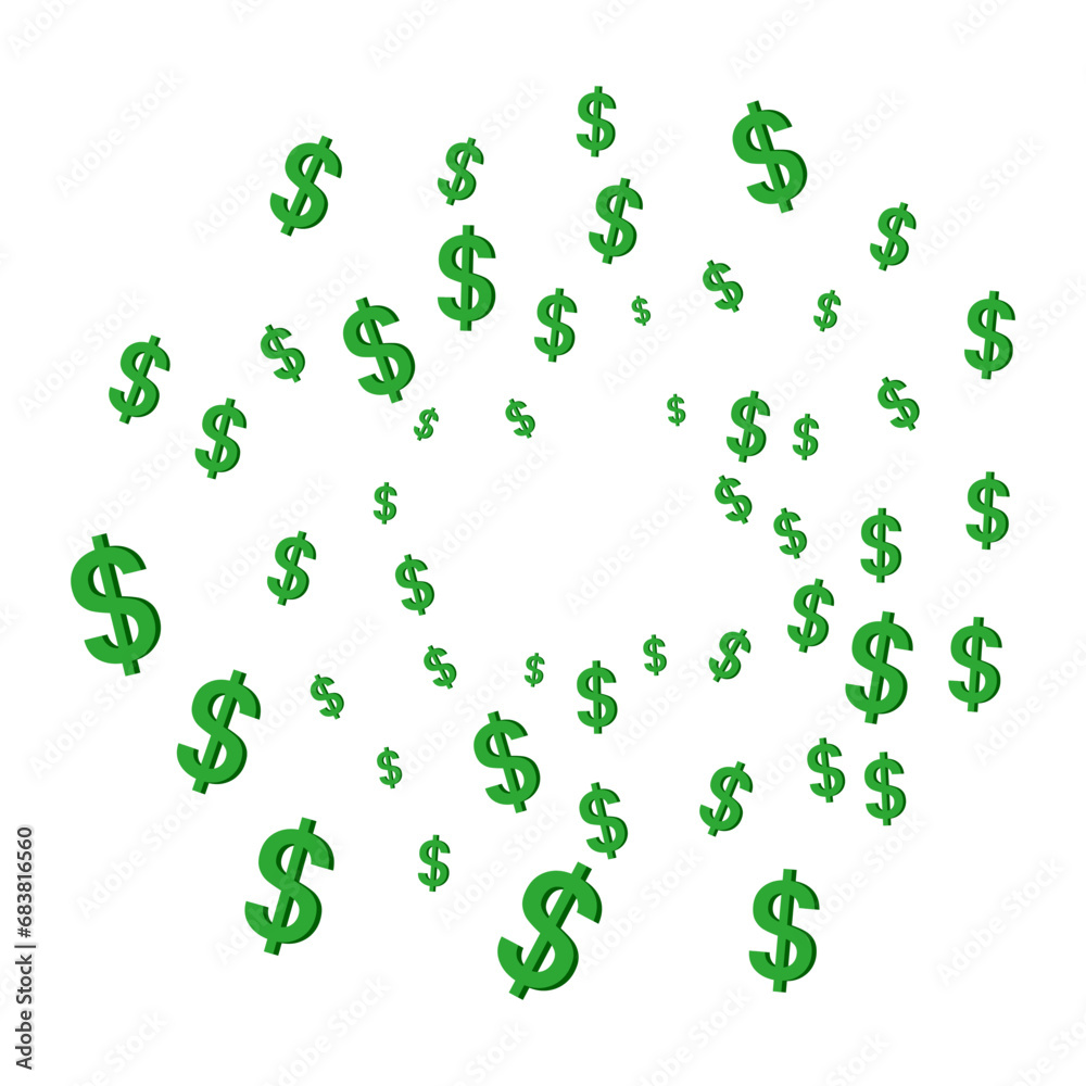 Circle dollar sign scatter brush business decoration flat illustration Circle dollar sign scatter brush business decoration flat illustration