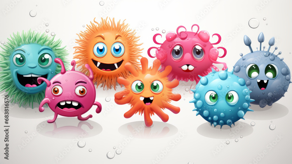 Various funny colorful viruses