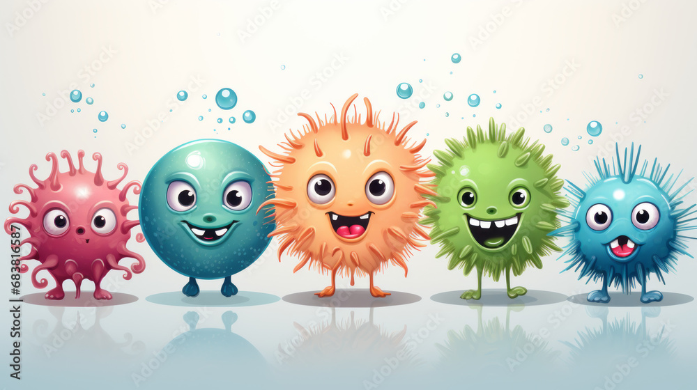 Obraz premium Various funny colorful viruses
