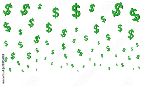 Flat border green dollar sign falling financial business concept illustration