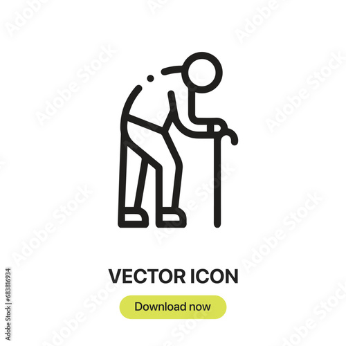 Old Man icon vector. Linear-style sign for mobile concept and web design. Old Man symbol illustration. Pixel vector graphics - Vector. 