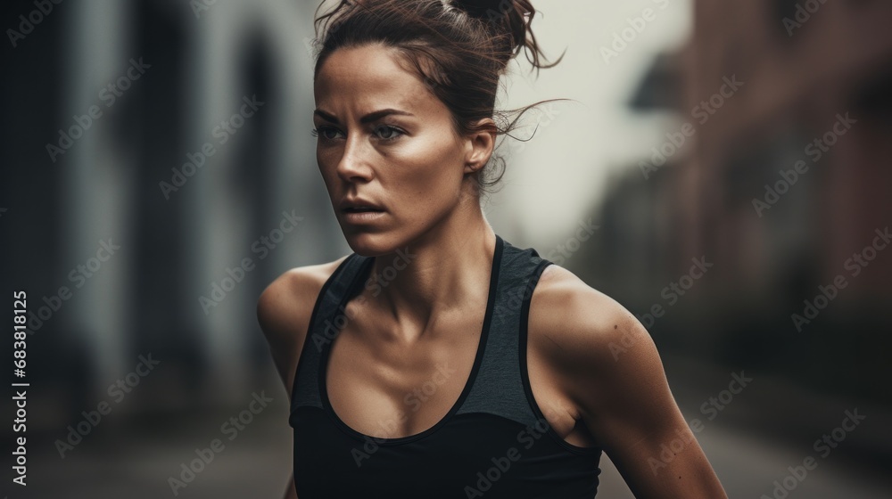A female athlete out for a run.