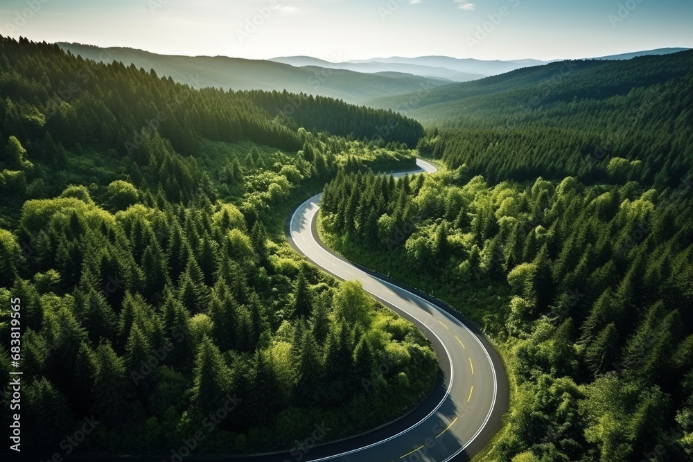 Top view of beautiful curved road Top view of beautiful curved road