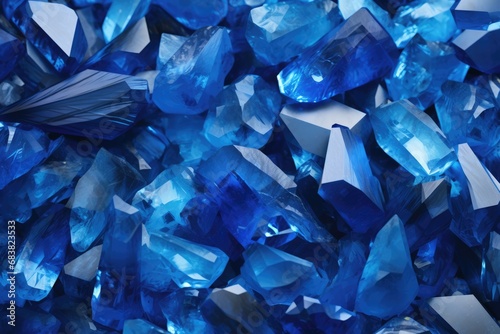 Top view of blue gemstones