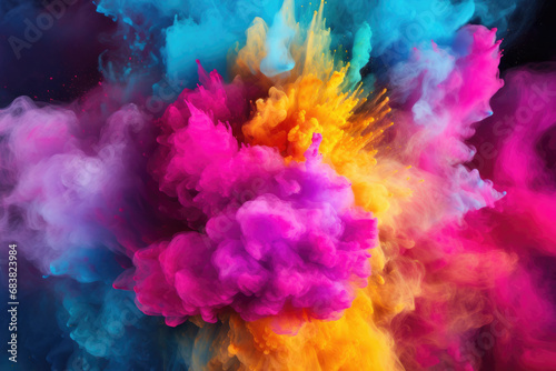 Colored powder explosion. Abstract closeup dust on backdrop. Colorful explode. © ImageHeaven