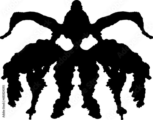 A vector illustration of an inkblot in the vague shape of a monster with tentacles, or Cthulhu. A Rörschach test. Psychology, nightmares, phobias, halloween, monsters, lovecraft, literature,...
