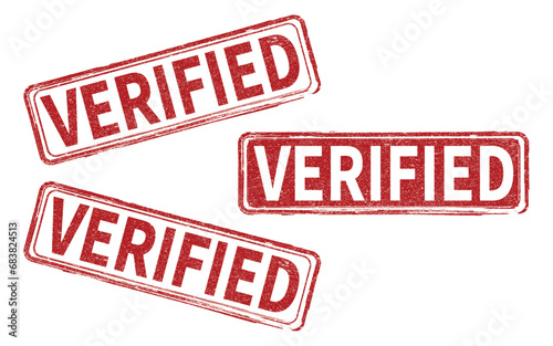 VERIFIED red grunge square stamp vector illustration.