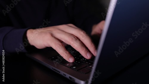 4k close up of hands typing on laptop