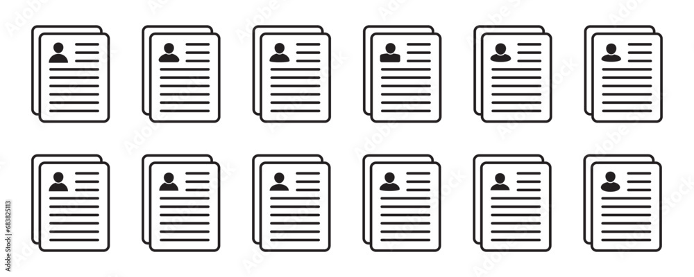 Resume icon. Vector icon for web design isolated on white background. Resume icon. Vector icon for web design isolated on white background.
