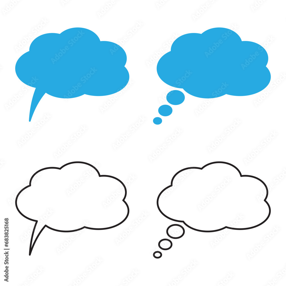 Speech or think bubble, empty communication cloud. Vector design element. Speech or think bubble, empty communication cloud. Vector design element.
