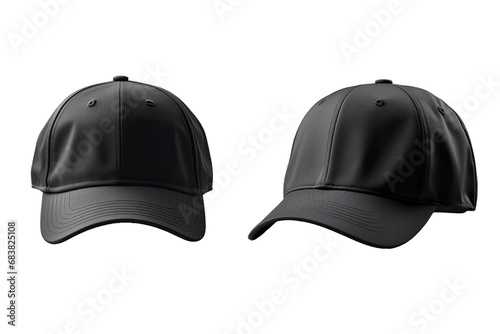 two plain black baseball cap on transparent background photo