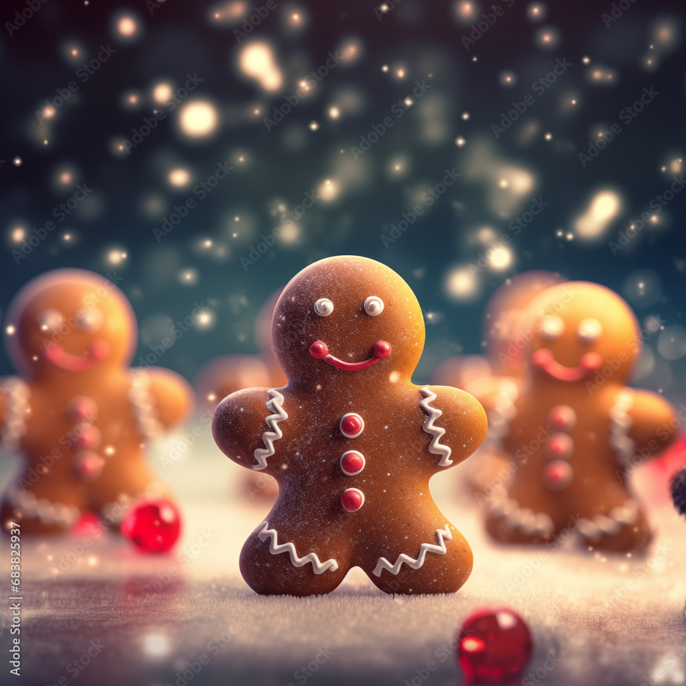 Christmas background with mini gingerbreads 