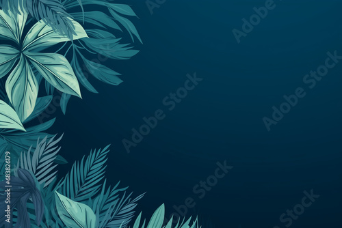 Collection of tropical leaves foliage plant in blue background wallpaper #683826179